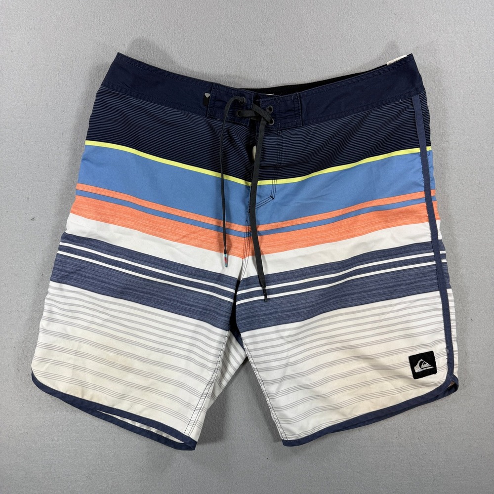 Quiksilver Boardshorts Men's 34 Multicolor Striped‎ Surfing Swim Trunks Beach